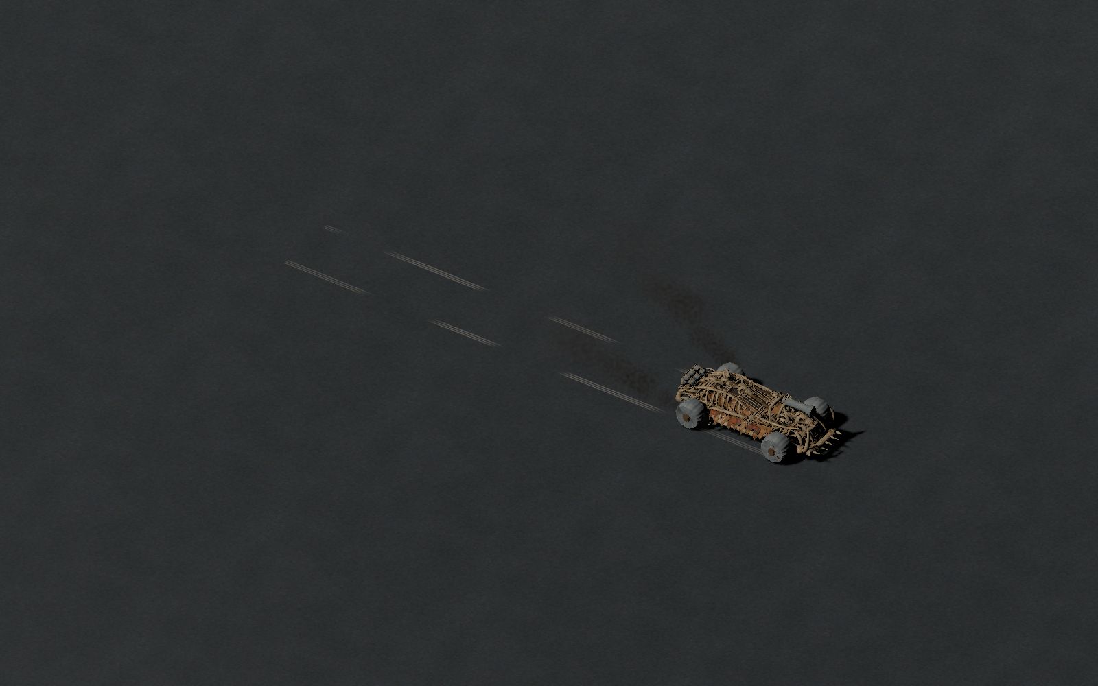 Stone contacts leave scratches. A test frame from October 11, 2026, D3D12; a separate test scene using the game model, not a finished track.